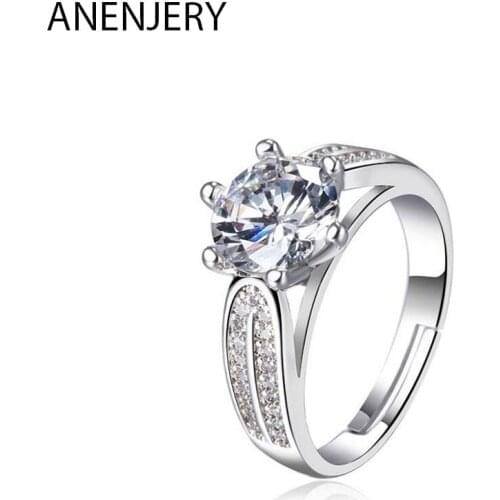 925 Sterling Silver Classic Six Claw AAA+ Zircon Women Wedding Band CZ Rings for Bride Engagement Ring Jewelry S-R181