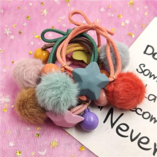1PCS Lovely Hairball Star Elastic Hair Bands Toys For Girls Handmade Bow Headband Scrunchy Kids Hair Accessories For Womens