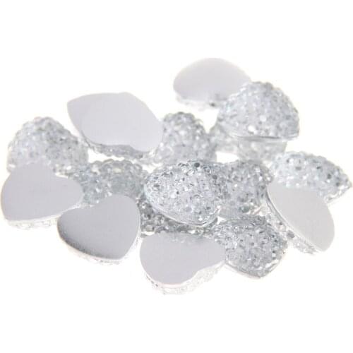 10mm 100pcs Heart Shape Many Colors Resin Rhinestones Flatback Diamonds Craft Glue On DIY Decorations Clothes Bag Shoes Supplies