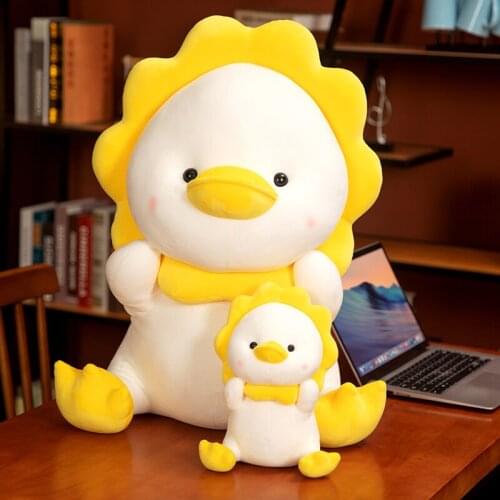 25-60cm Kawaii Big White Duck Plush Toy Fluffy Sunflower Duck Stuffed Doll Soft Animal Toy Cartoon Pillow Kids Children Gifts