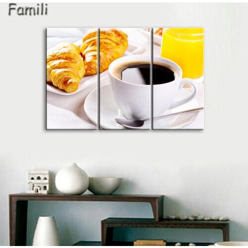 3pcs Canvas Painting Coffee background Print Painting On Canvas Wall Art Picture Kitchen Home Decoration Unframed