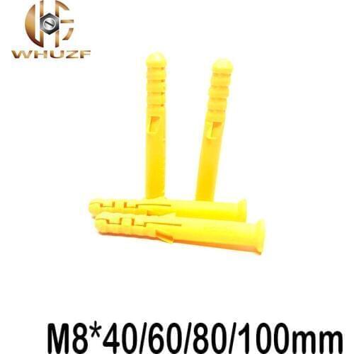 50pcs M8 * 40/60/80/100mm small fish yellow croaker plastic expansion pipe plastic plug is self-tapping screws