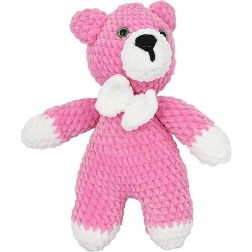Amigurumi Pink Bear Washable Hand Knitting Sleeping Friend Height 22 Cm
