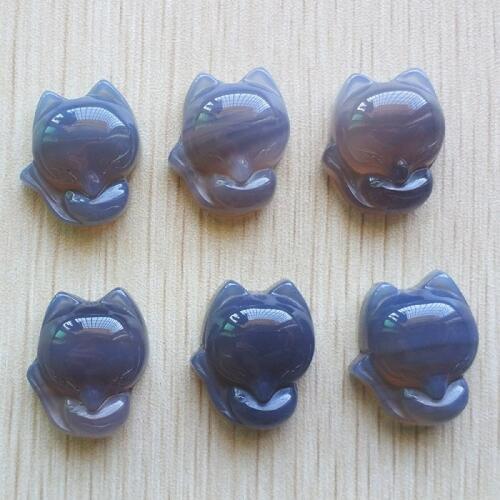 Free shipping 2018 new Fashion high quality natural grey onyx fox charms Pendants for diy jewelry making 6pcs/lot Wholesale