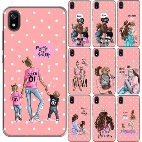 Super Mama Girl Mom Boy Baby Case For Xiaomi Mi 9 SE 9T 8 Pro 5X A1 6X A2 A3 Redmi K20 7 Y3 5 Plus Note 10 4 4X 5 6 7 Pro Cover