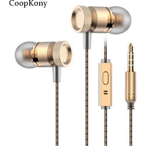 Coopkony bass earphone Professional In-Ear Earphone Metal Heavy Bass Sound Quality Music Stereo Earphone Headset fone de ouvid