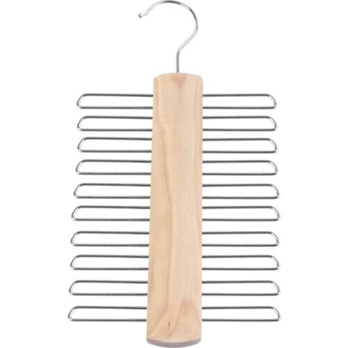 Store 20 Bar Wooden Tie Hanger - Scarfs & Belt Rack Organiser