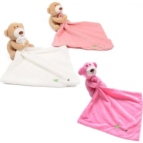 Baby Infant Animal Soothe Appease Towel Soft Plush Comforting Toy Pacify Towel Appeasing Soothing Towel for Baby Bear Plush Toys