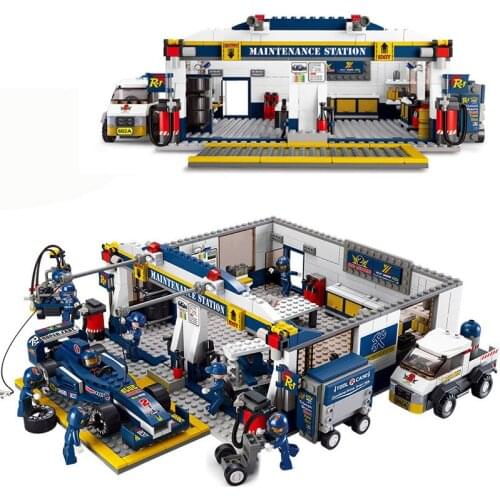 F1 Racing Car Classic Repair Station Educational Bricks Toy Children DIY Kids Toys Kids Christmas Gifts Building Block