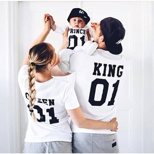 King Queen Letter Print T Shirts Couple Short Sleeve O Neck Loose Tshirt Summer Women Men Lovers Short Sleeve Tee T-shirts Tops