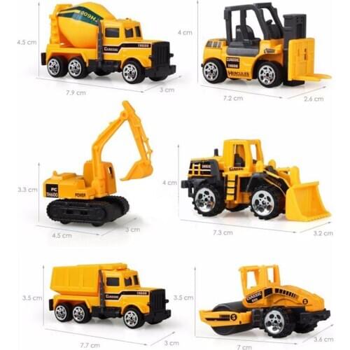 2-in-1 Big Truck Toy 6pcs Mini Alloy Diecast Car Model 1:64 Scale Toys Vehicles Carrier Truck Engineering Car Toys For Children