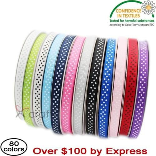 Grosgrain Ribbon Printed Dots 3/8 Inch 9 MM Black Red Navy White Purple Pink For Diy Hair Bows