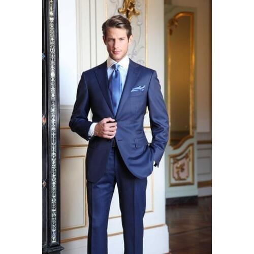 Royal Blue Custom Made Mens Grooming Formal Suits High Quality Stylish Mens Business Fashion 2 Pieces Costume Suits Jacket Pants