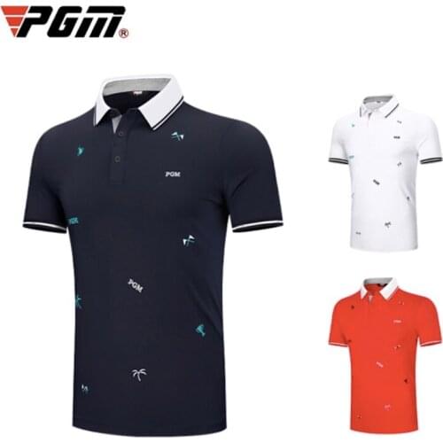 PGM Golf Men Short T-Shirts Summer Clothing Match Ball Suit Mens POLO Shirt Breathable YF395 Wholesale