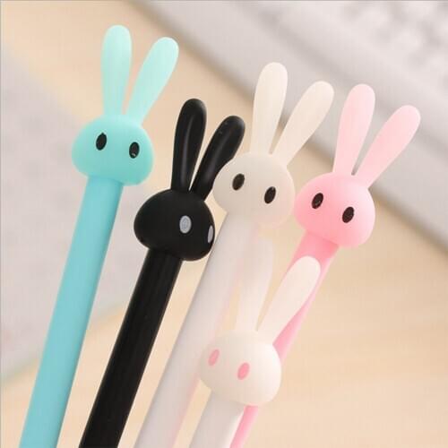 4Pcs/Lot Cute Bunny Rabbit Ears Design Gel Pens set Colorful Pen Candy Color Stationery Zakka Material OfficeSchool Supplies