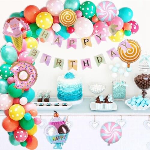 Candy Donut Ice Cream Foil Balloon Sets Arch Kit Set Sun Moon Star Childrens Birthday Party Colorful Home Decoration