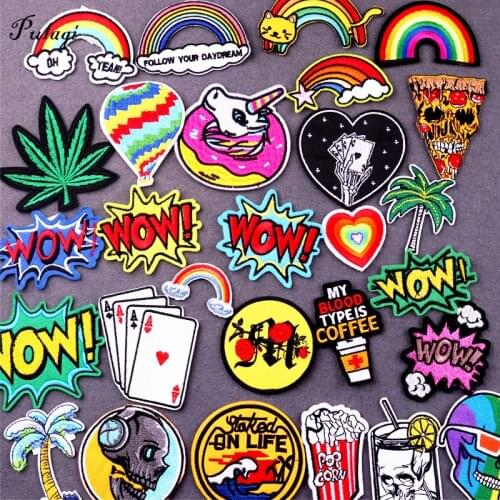 Punk Skull Unicorn Patches For Clothing Animal Flower Patches Letter Patch Iron on Embroidery Patches on Clothes Applique Decor