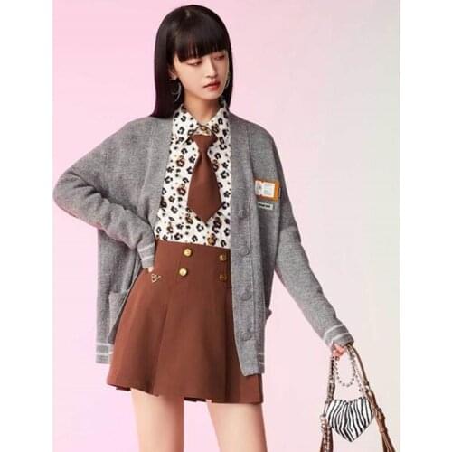 Pleated Skirt Casual Solid Button Sequined High-Waisted Skirt Ladies Folds School Girl Uniform Mini Skirts Womens Clothing 2021