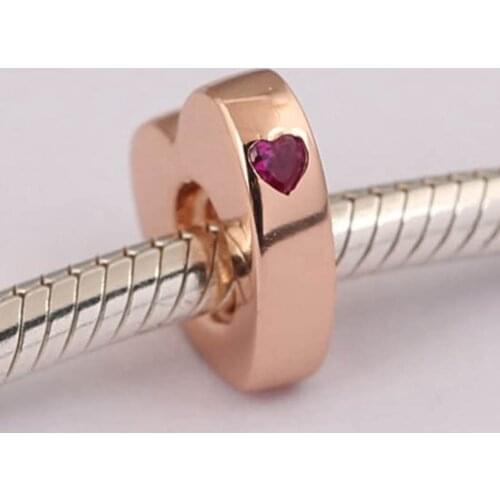 S925 Bead Two Hearts Spacers Charms fit Lady Bracelets & Bangles Red Love Heart