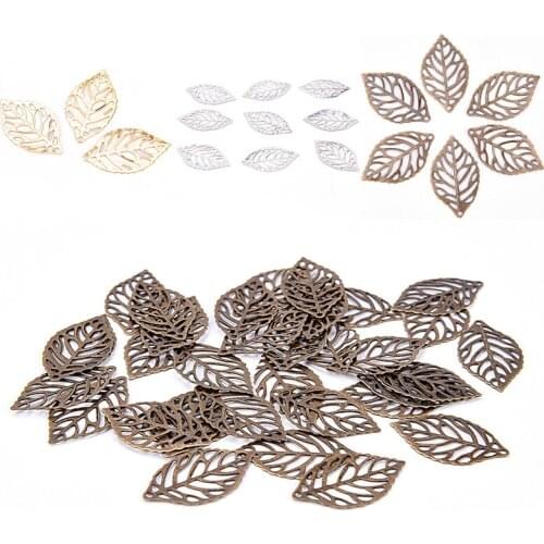 50pcs Mix Filigree Leaves Wraps Connectors Metal Crafts Gift Decoration DIY Findings Scrapbooking Craft
