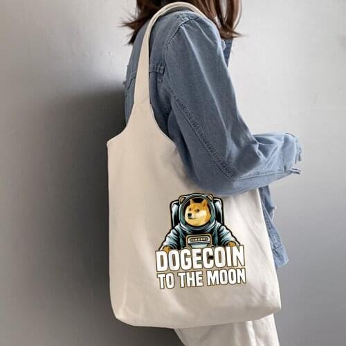 Black Canvas Bag Travel Ladies Shoulder Bag Holder Shiba Harajuku Kawaii Handbag Foldable Shopping Bags Storage Large Capacity