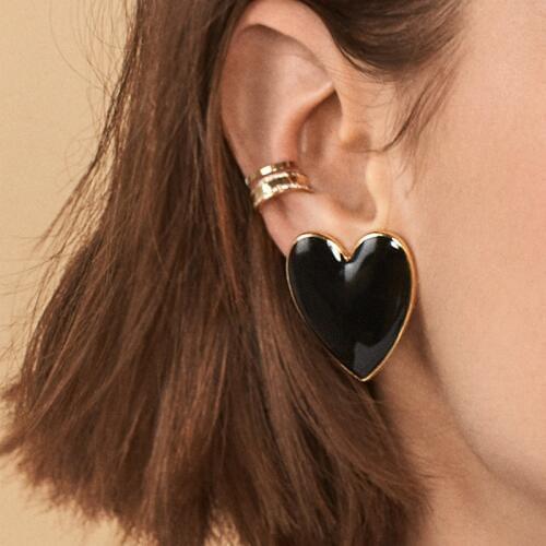 Vintage Hyperbolic Solid Heart Punk Womens Stud Earrings серьги женские kolczyki brincos Fashion Jewelry Accessories-YS