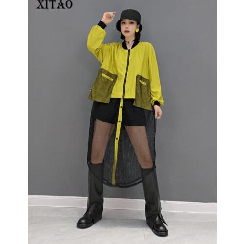 XITAO Mesh Perspective Dress Fashion New Women Patchwork Goddess Fan Pocket 2021 Minority Casual Style Loose Dress CLL1909