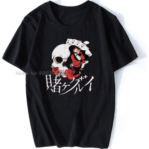 Japanese Manga Kakegurui T Shirt Men Short Sleeved Cotton Tee O-neck Summer Yumeko Yabami T-shirt Compulsive Gambler Tops Gift