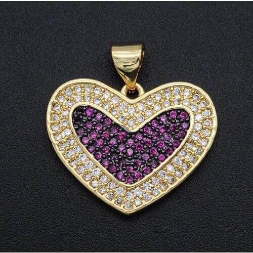22x22mm 100% CZ Zircon DIY Jewelry Heart Charm Pendant Wholesale Bracelet Making Charm Necklace Making Charms