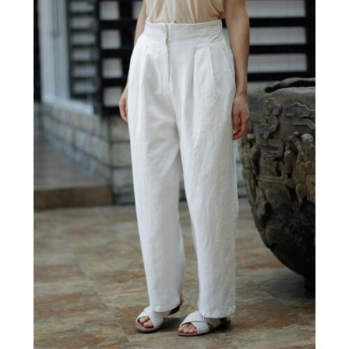 Women Autumn Cotton Linen Solid Color Elastic Waist Pants Loose Vintage Casual Retro Trousers Female Cotton Flax Pants 2018