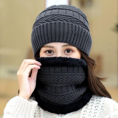 2pcs/Set Men Women Winter Warm Mask Cap Knitted Skiing Snowboard Bibs Hat Snow Sport Snowmobile Thicken Scarf Mask