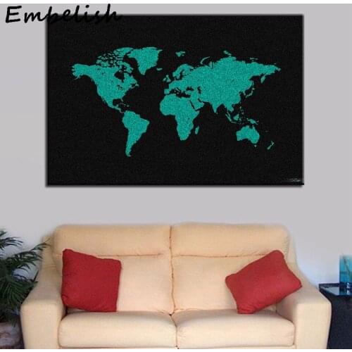 1 Pieces Cool Wall Art Pictures For Office Living Room Green World Map HD Print Canvas Painting Home Decor Pictures