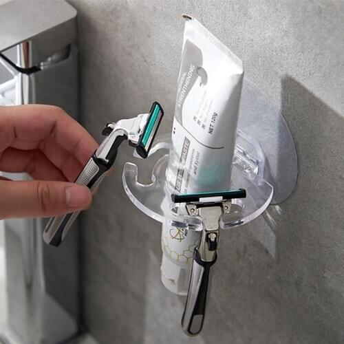 1PC Toothbrush Organizer Shaver Storage Rack Self-adhesive Toothpaste Storage Holder Kitchen Bathroom Accessories