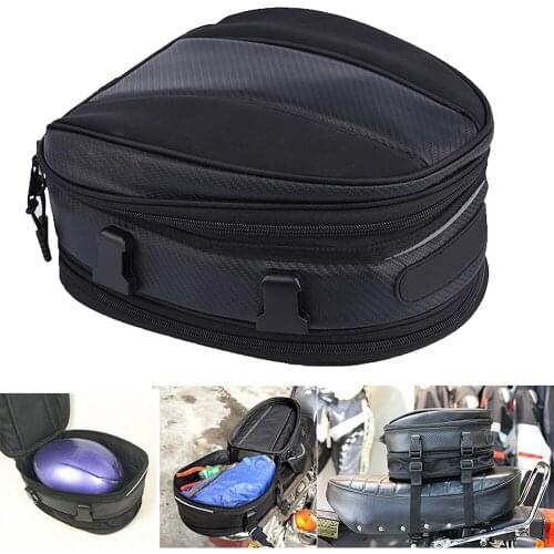 1 PCS Universal Motorcycle Tail Bag Waterproof Saddle Bag Backpack Multifunctional Luggage Bags Expandable Backpack PU Leather