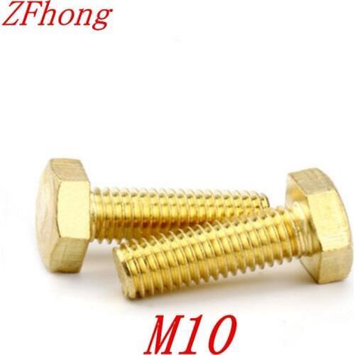 10pcs m10 Brass Hex Bolt M10*20/25/30/35/40/45/50/55/60/70/80