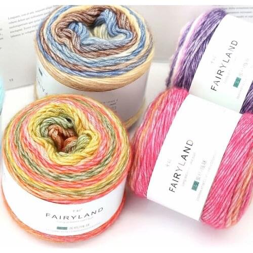 Cake Wool Dyeing Baby Wool Cotton Line Rainbow Line Hand Knitted Shawl Scarf Sweater 100% Wool Yarn