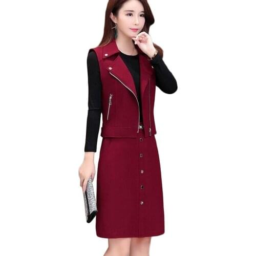 2021 Spring Autumn New Fashion Suit Dress Women Long Korean Casual Dresses Vest Two-Piece Suits Plus Size Womens Skirt Sets 4XL