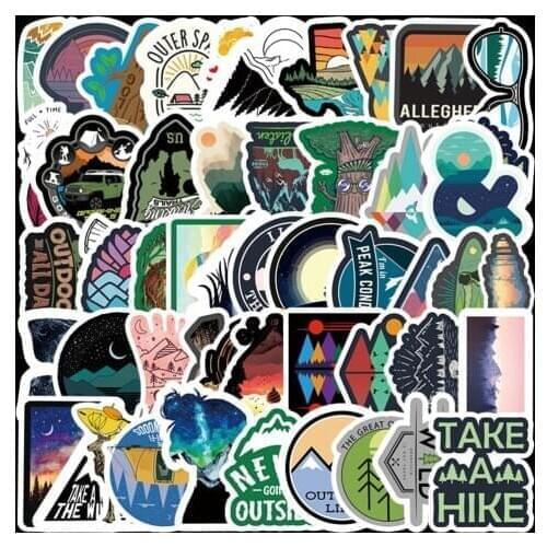 52pcs Cartoon Outdoor Scene Graffiti Stickers for Laptop Car Phone Luggage Bike Motorcycle Cartoon Waterproof Adesivi Sticker