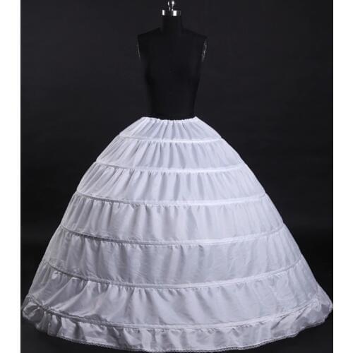 6 Hoops White Petticoats Bustle Ball Gown Wedding Dress Underskirt Bridal Crinolines