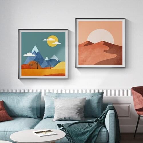 Abstract Sun Landscape Orange Wall Art Canvas Painting Nordic Posters And Prints Wall Pictures For Living Room Modern Home Decor