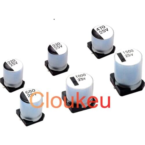 SMT Aluminum Electrolytic Capacitor 25V 10UF 33UF 47UF 68UF 100UF 220UF 330UF 470UF 680UF 1000UF