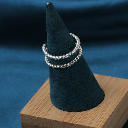 Bohemian Silver Rings for Women Men Girl Female Joint Stackable Ring Adjustable Opening Fashion Double-layer Hollow Design