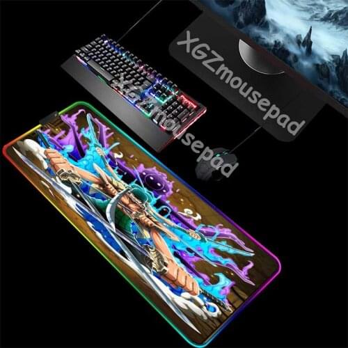 XGZ Ghosts Custom Large RGB Mouse Pad Black Lock Edge Anime One Piece Computer Table Mat Rubber Non-slip for Dota Csgo Gamer Xxl