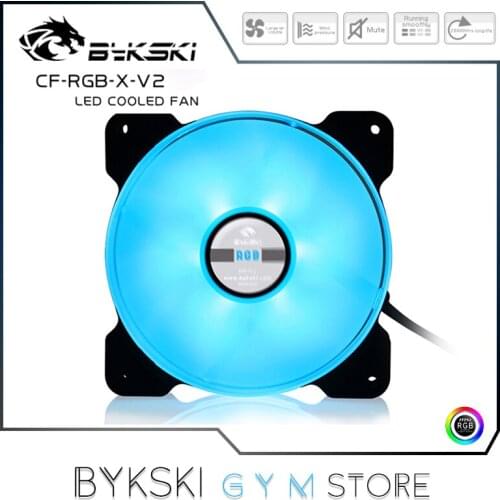 Bykski PC Water Cooling Fan RGB, 1500 RPM/64.8CFM Large Air Volume Silent 12V RGB Cooler Support Motherboard SYNC, CF-RGB-X-V2
