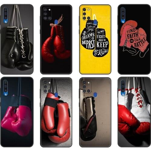 Black tpu Case For Samsung Galaxy A50 50S A30S A10 A01 A11 A21S A31 A41 A51 A71 M21 M30S S10 LITE Cover Boxing Gloves