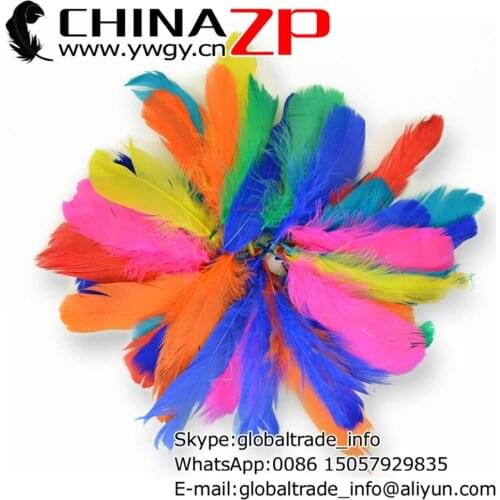 CHINAZP Factory Wholesale 1000pieces/lot Dyed Goose Coquille Loose Feathers with Mix Color Packaging