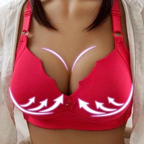 Women Sexy Push Up Full Coverage Bra Wireless Deep-V Gather Bra Cup Thin Underwears Bras