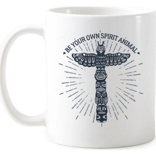 Ancient Egypt Be Your Own Spirit Animal Owl Decorative Pattern Sacrifice Mug White Ceramic Cup Milk Coffee With Handles 350 ml