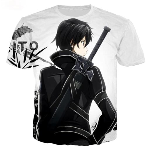 Summer Sale 3D Print Men T Shirt Anime Sword Art Online Kirito Unisex Casual T Shirt Hip Hop Streetwear Style Tops