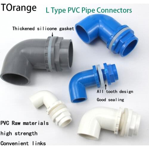 I.D 20/25/32mm L Type PVC Pipe Connectors Thicken Fish Tank Drain Pipe Joints Garden Irrigation Water Supply Tube Drainage Parts
